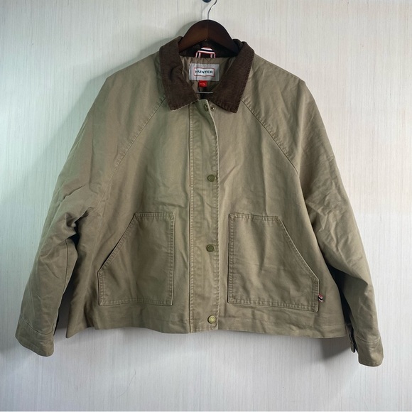 NWT Hunter Women’s Barn Jacket Oversized Quilted Corduroy Collar Tan XL - Picture 1 of 11